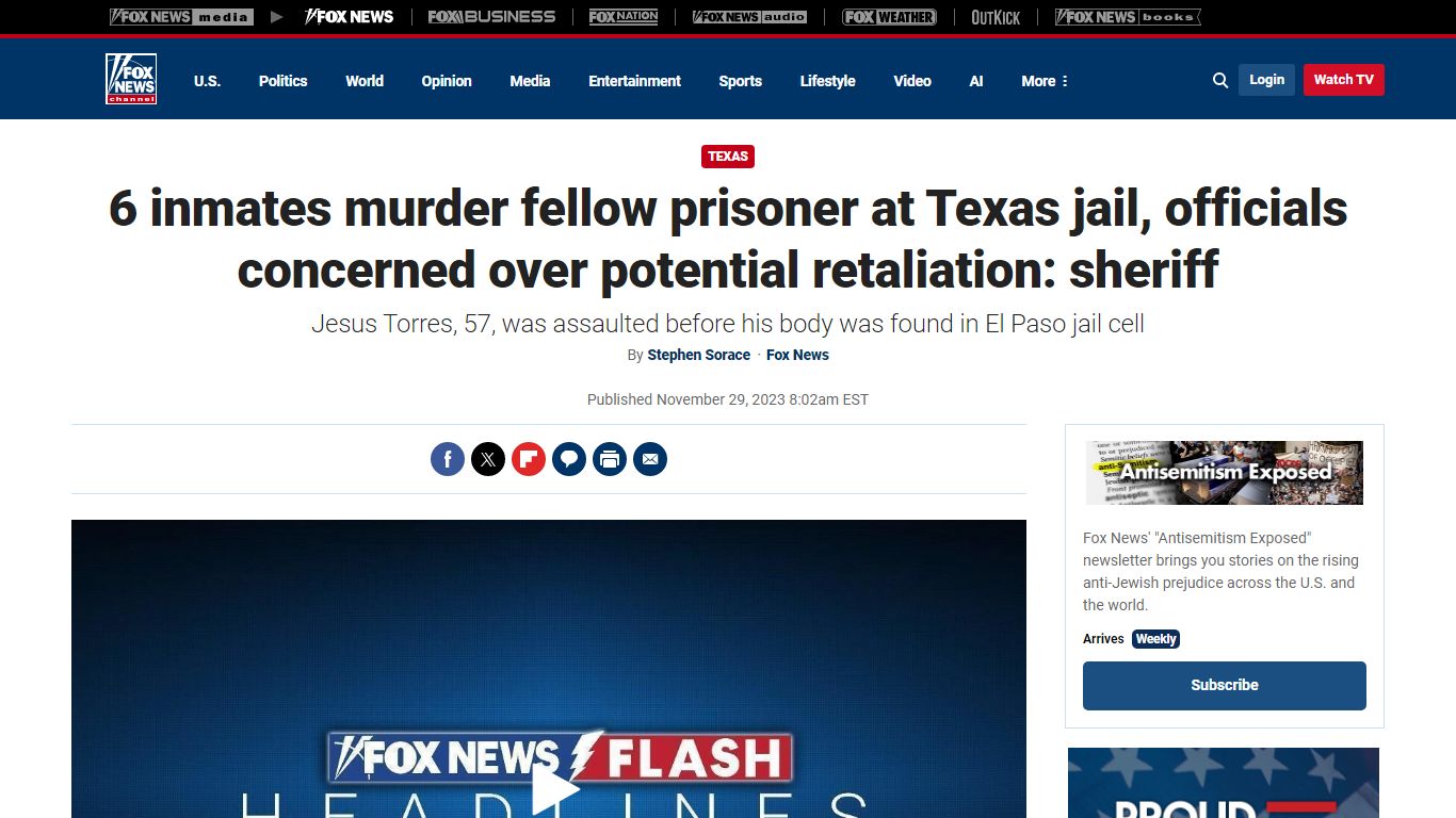 6 inmates murder fellow prisoner at Texas jail, sheriff says - Fox News